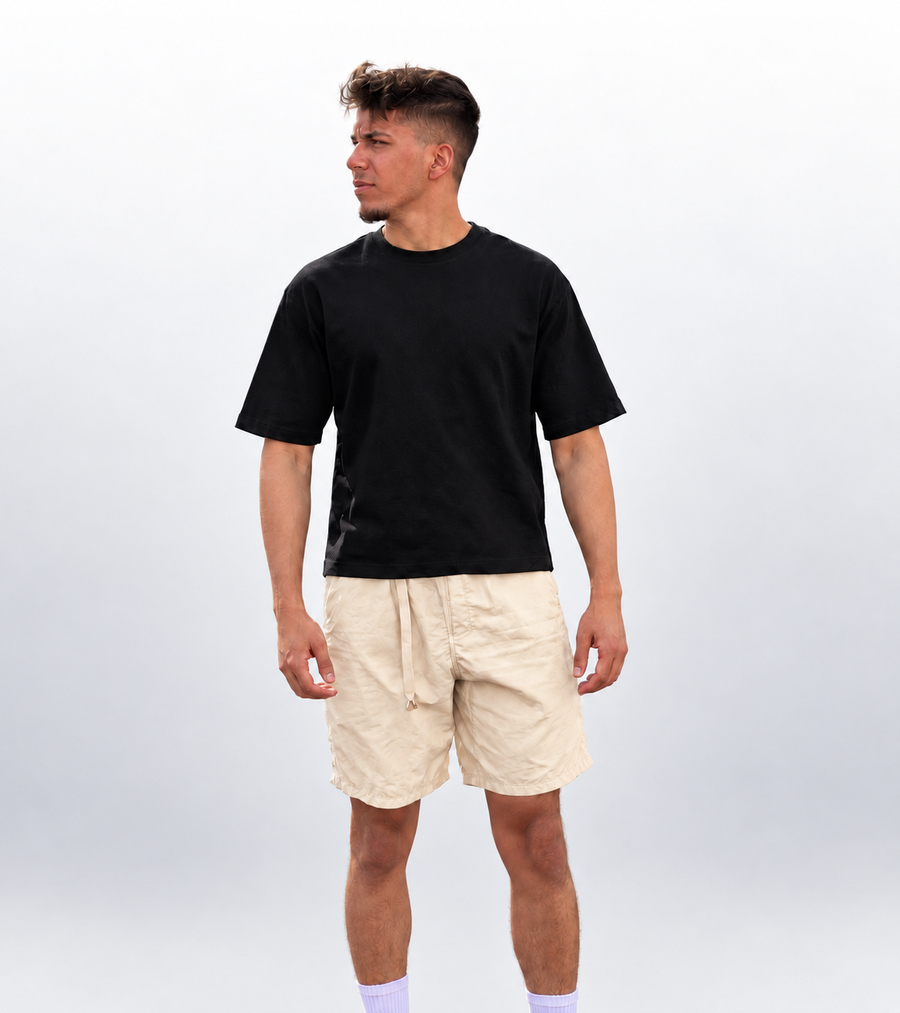 Black Oversized Crop Tee