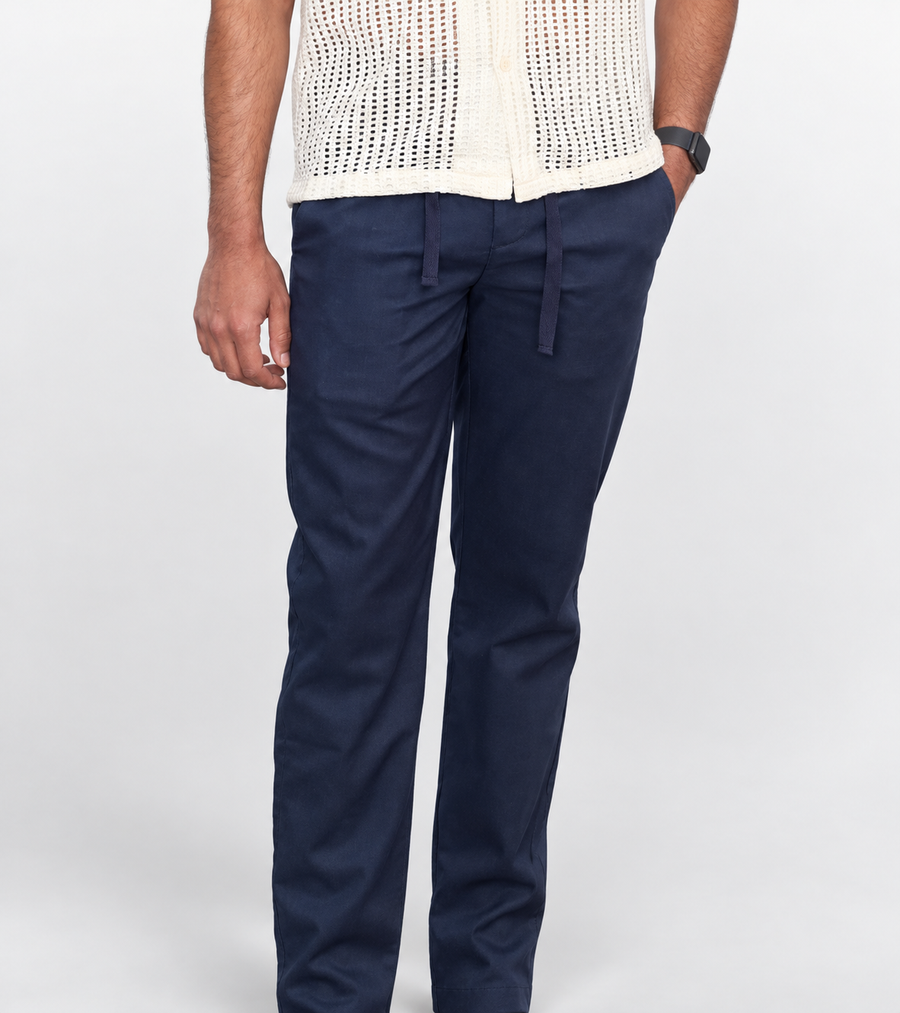 Zara Blue Linen Blend Pants
